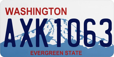 WA license plate AXK1063