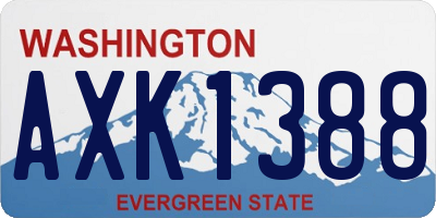 WA license plate AXK1388