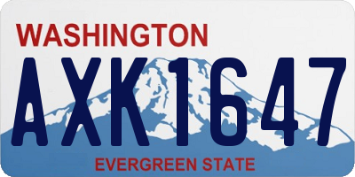WA license plate AXK1647