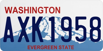 WA license plate AXK1958