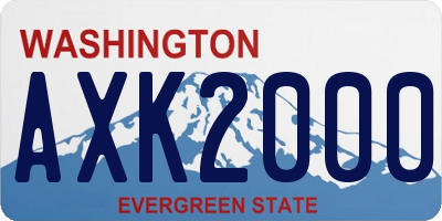 WA license plate AXK2000