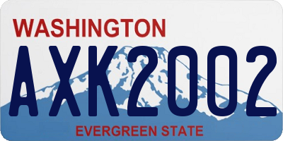 WA license plate AXK2002