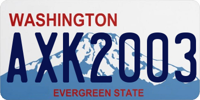WA license plate AXK2003