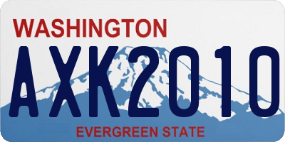 WA license plate AXK2010