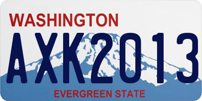 WA license plate AXK2013
