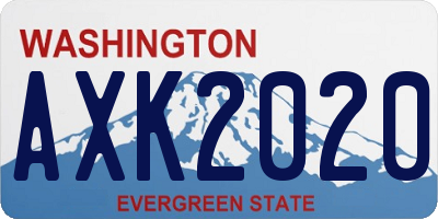WA license plate AXK2020