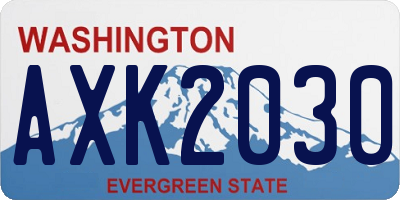 WA license plate AXK2030