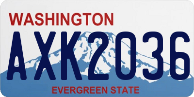 WA license plate AXK2036