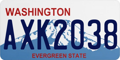 WA license plate AXK2038