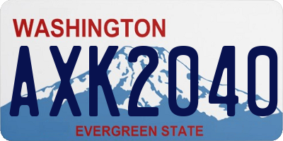 WA license plate AXK2040