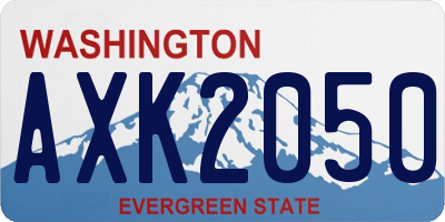 WA license plate AXK2050