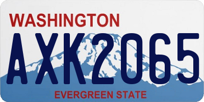 WA license plate AXK2065