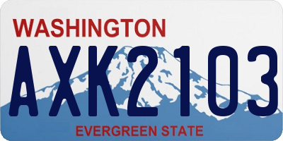 WA license plate AXK2103