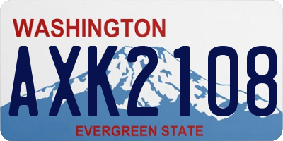 WA license plate AXK2108