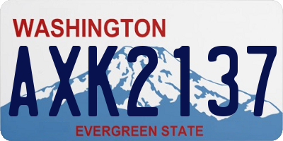 WA license plate AXK2137