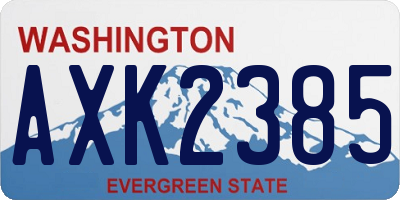 WA license plate AXK2385
