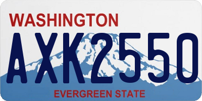 WA license plate AXK2550