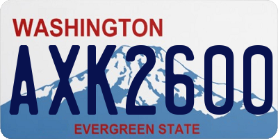 WA license plate AXK2600