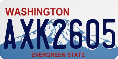 WA license plate AXK2605
