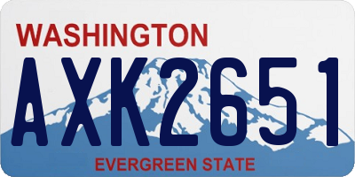 WA license plate AXK2651