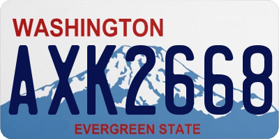 WA license plate AXK2668