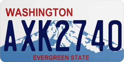 WA license plate AXK2740