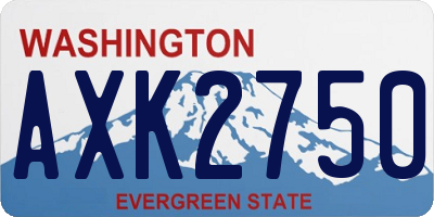 WA license plate AXK2750