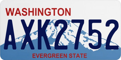 WA license plate AXK2752