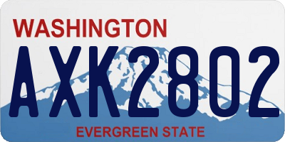 WA license plate AXK2802