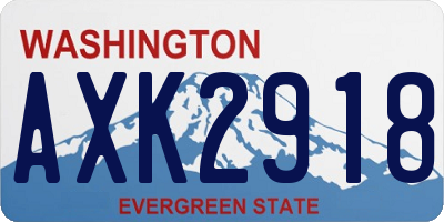 WA license plate AXK2918