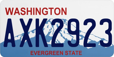 WA license plate AXK2923