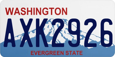 WA license plate AXK2926