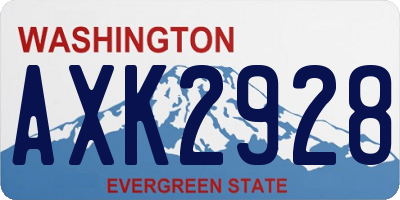 WA license plate AXK2928