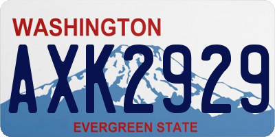WA license plate AXK2929