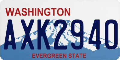 WA license plate AXK2940