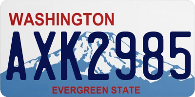 WA license plate AXK2985