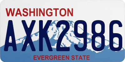 WA license plate AXK2986