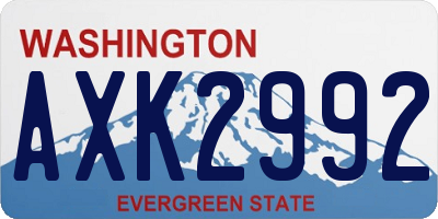 WA license plate AXK2992