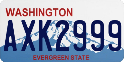 WA license plate AXK2999