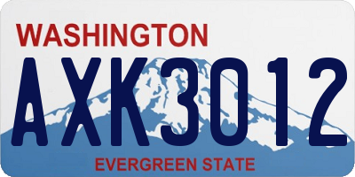 WA license plate AXK3012