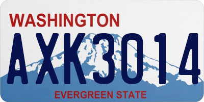 WA license plate AXK3014