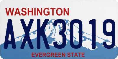 WA license plate AXK3019