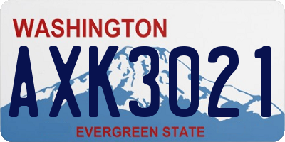 WA license plate AXK3021