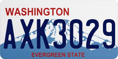 WA license plate AXK3029