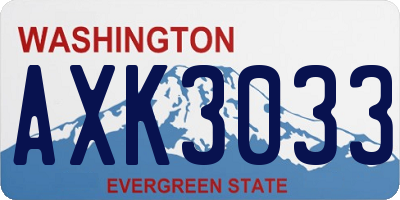 WA license plate AXK3033