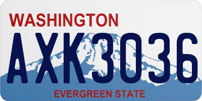 WA license plate AXK3036