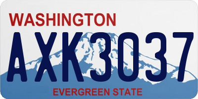 WA license plate AXK3037