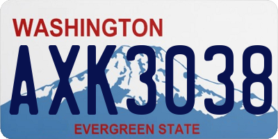 WA license plate AXK3038