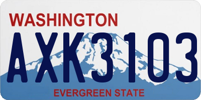 WA license plate AXK3103