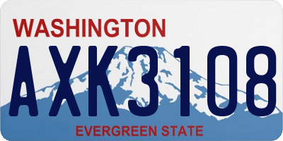WA license plate AXK3108